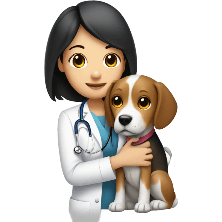  Beagle dog cuddles pediatrician women with short black hair  emoji