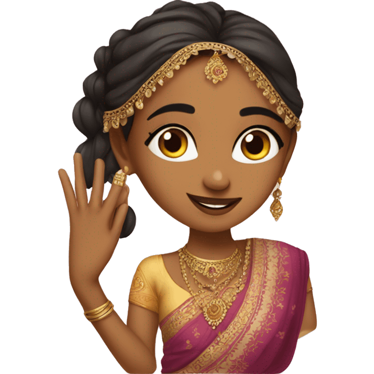 A indian desi girl with mehandhi on her hands emoji