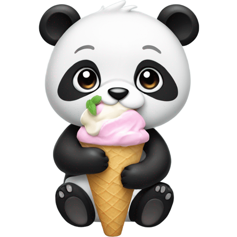 Panda eating ice cream emoji