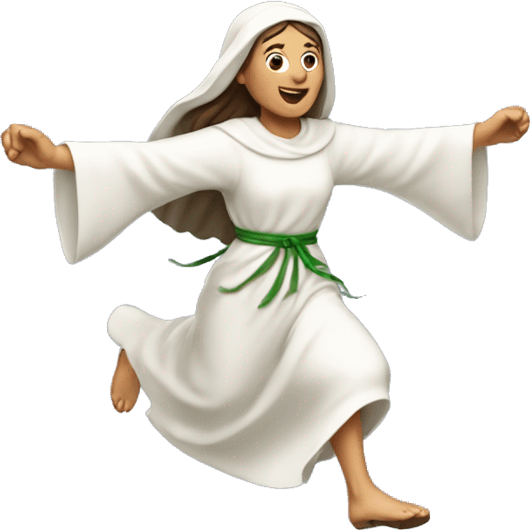 saint brigid running, with a large stride and arms outstretched emoji