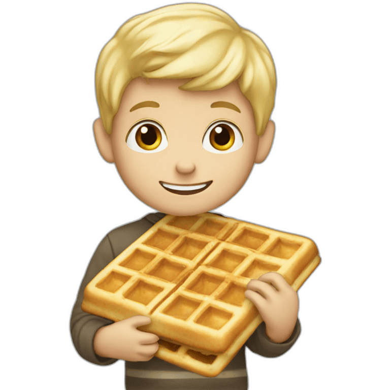 Blond boy holding Waffle emoji