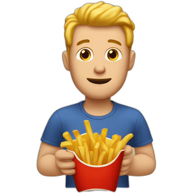 Man eating french fries emoji