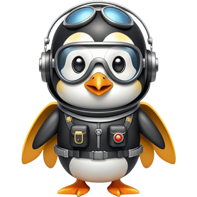 Penguin with jetpack and aviator glasses emoji