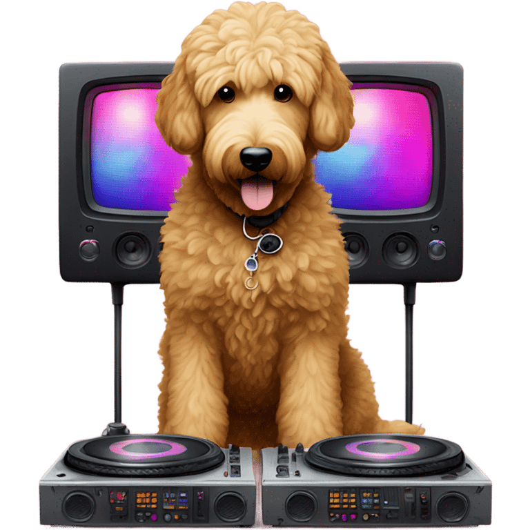 Golden doodle djing emoji