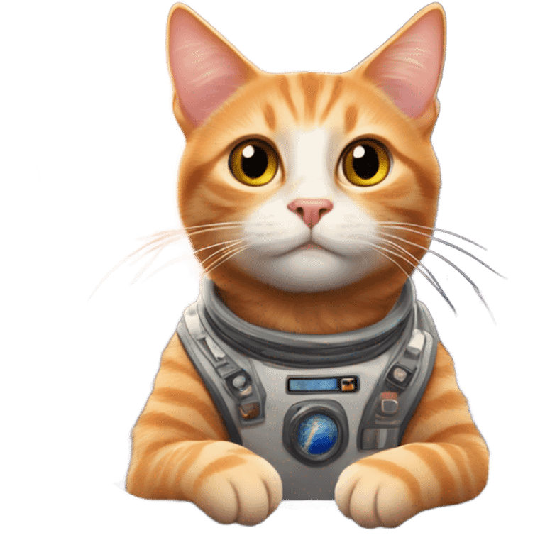 ginger cat in a space ship flying through space emoji