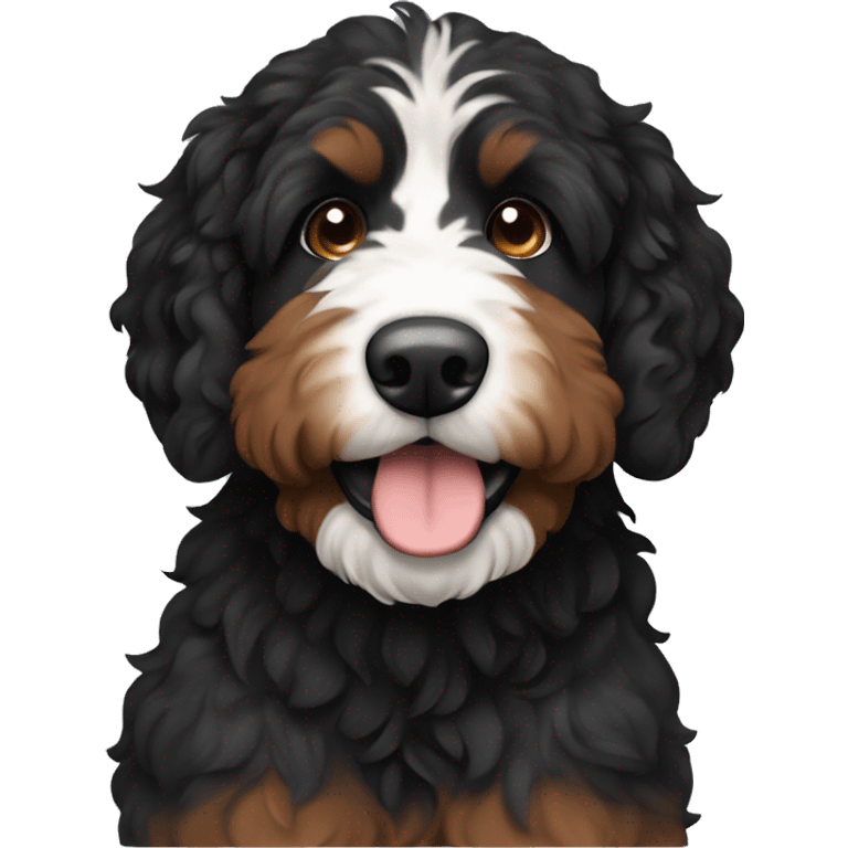 Black and brown Bernedoodle with no white fur  emoji