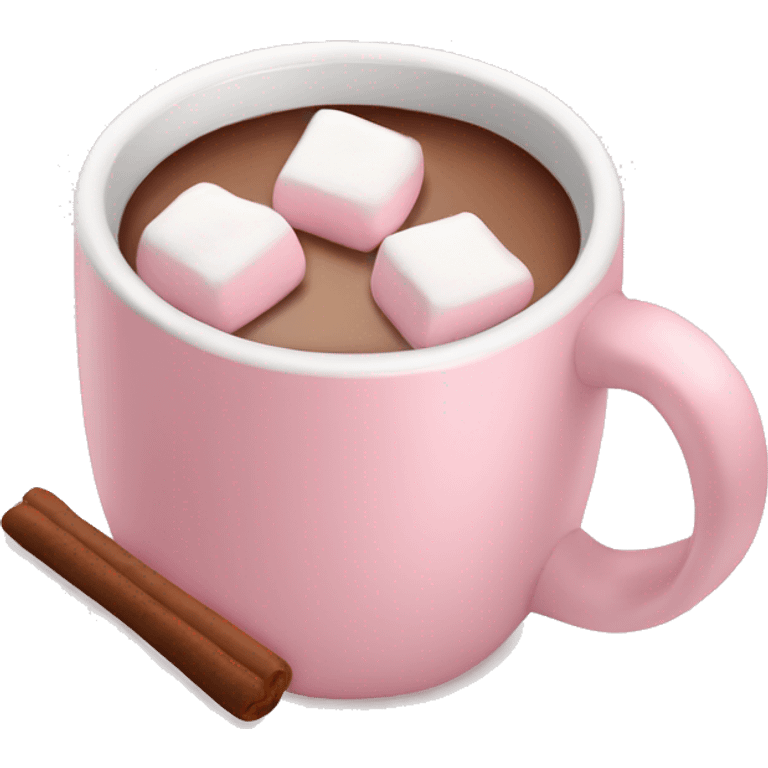 Light Pink mug of hot chocolate with marshmallows  emoji