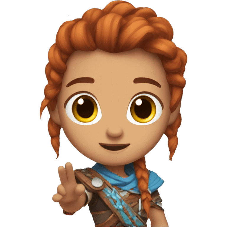 Aloy, waving goodbye emoji