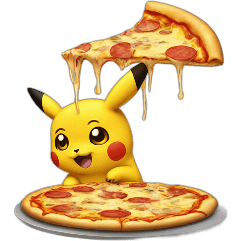 Pickachu mange une pizza emoji