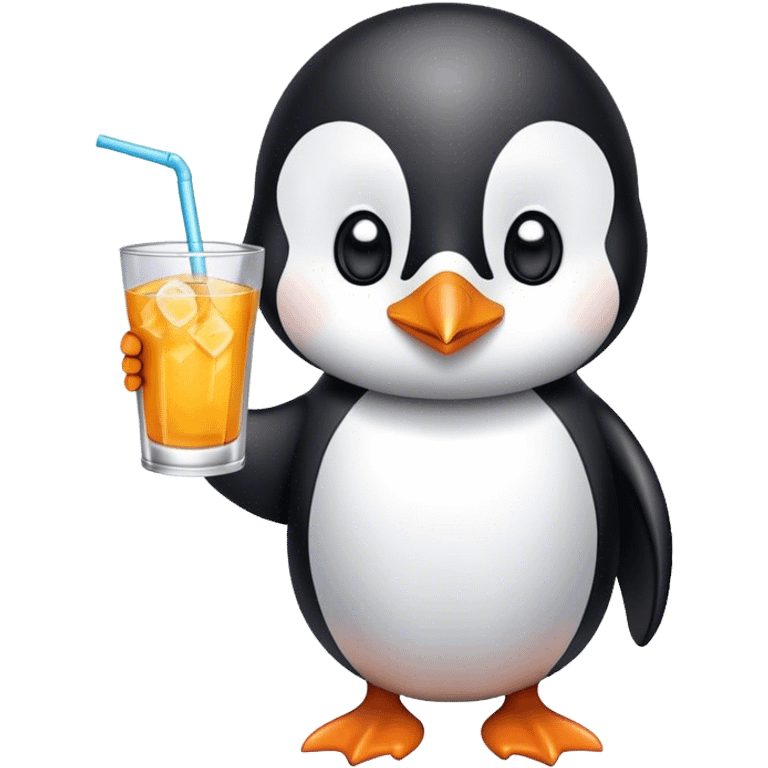 Penguin with drink emoji