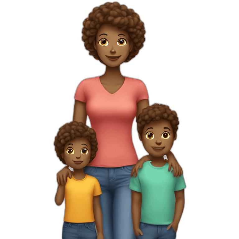 Mom with 3 children White  emoji