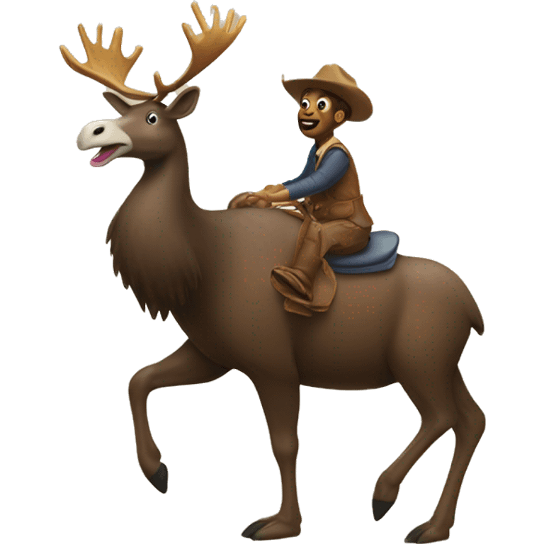 Silly goose riding a moose emoji