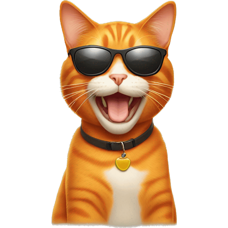 Orange cat smiles and wears sunglasses  emoji