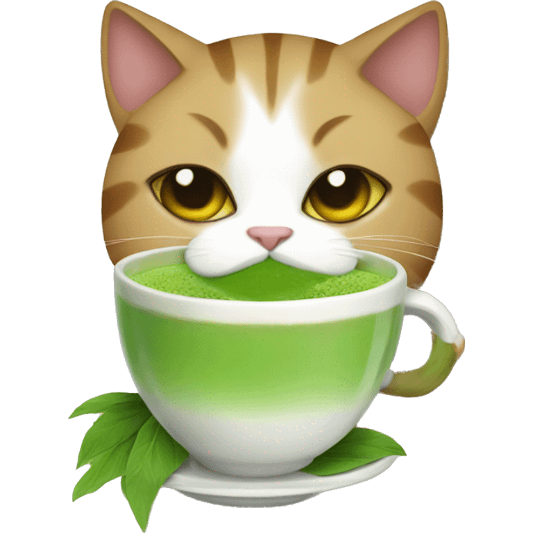 cat drinking matcha emoji