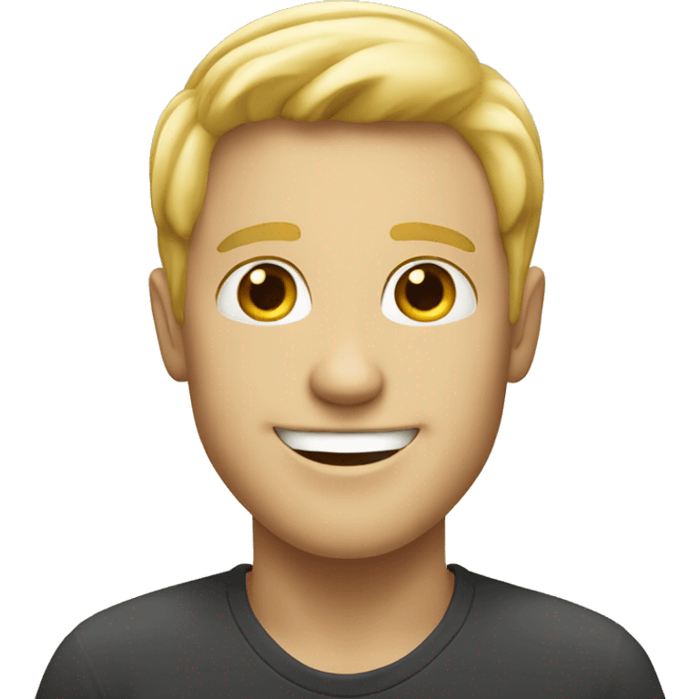 blonde white guy with friendly smile emoji