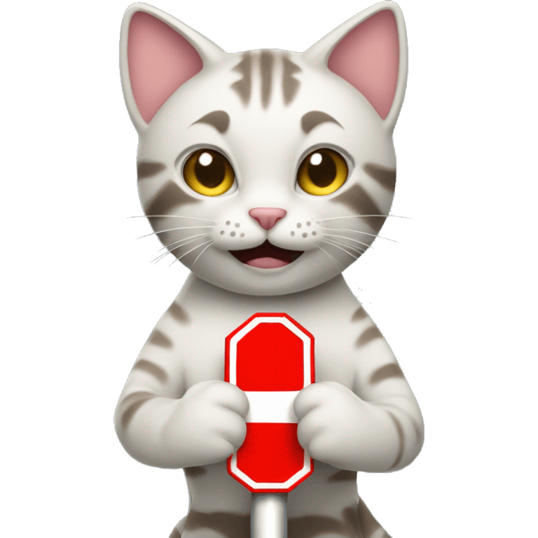 cat holding stop sign emoji