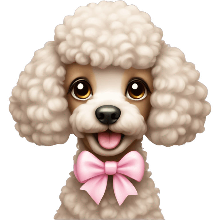 Cute poodle with light pink bow emoji