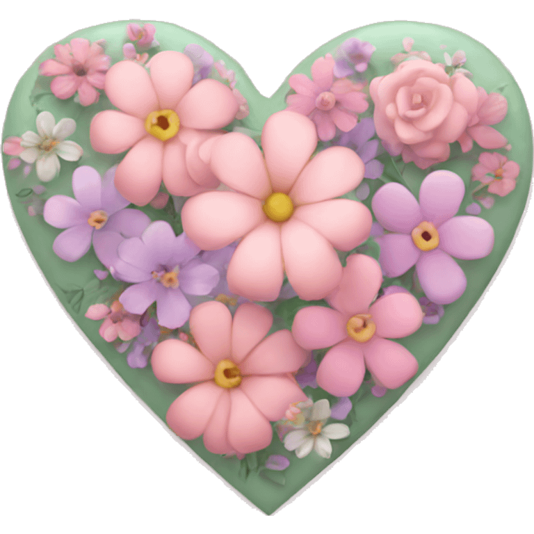 Pink heart with pastel flowers emoji