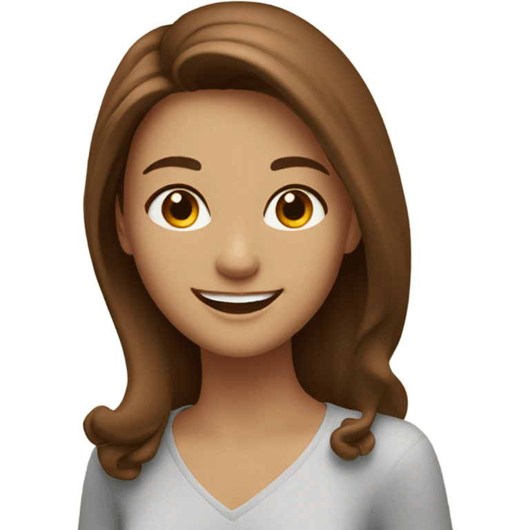 Lady with long brown hair and brown eyes happy birthday emoji