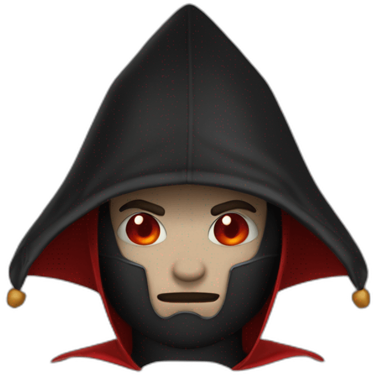 tete marchmalo sous capuche noir avec corne de diable rouge emoji