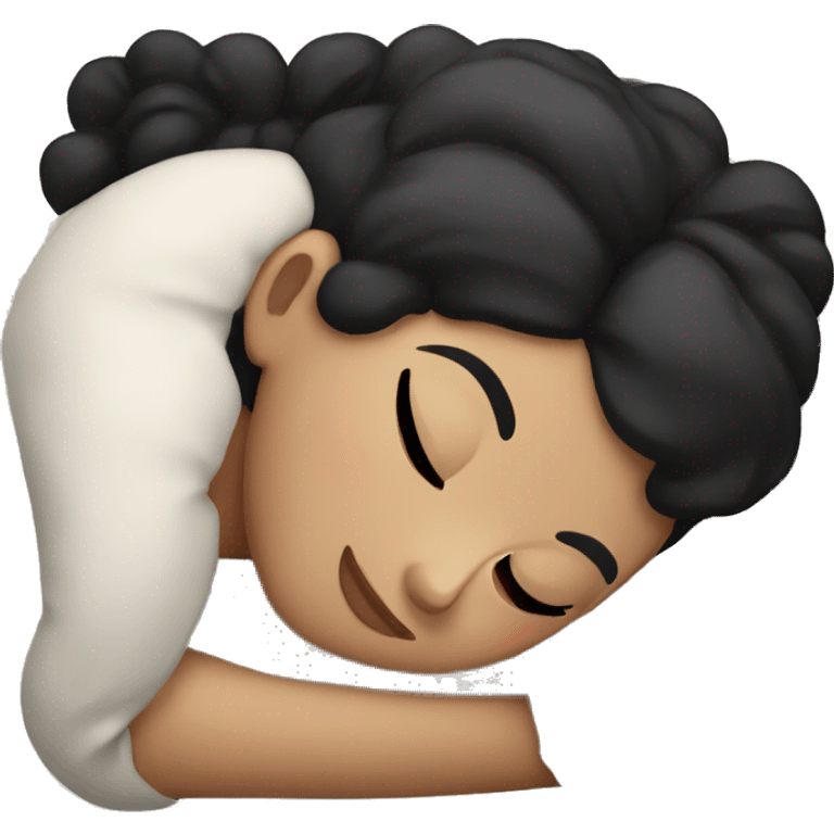 White girl with black hair sleeping emoji