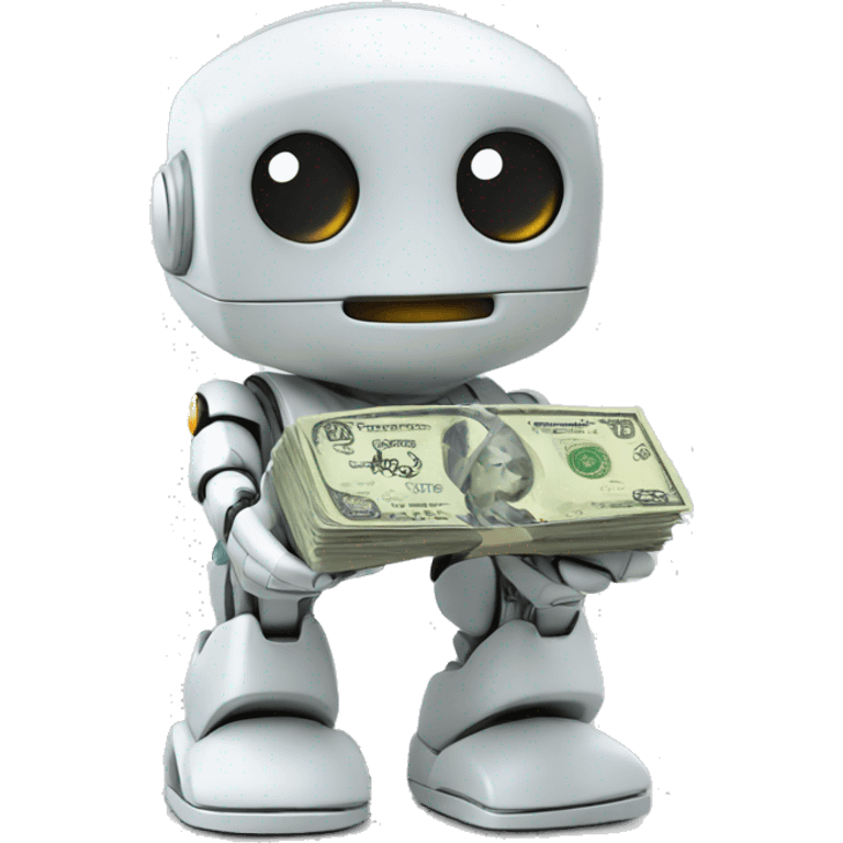 Cute robot with money emoji