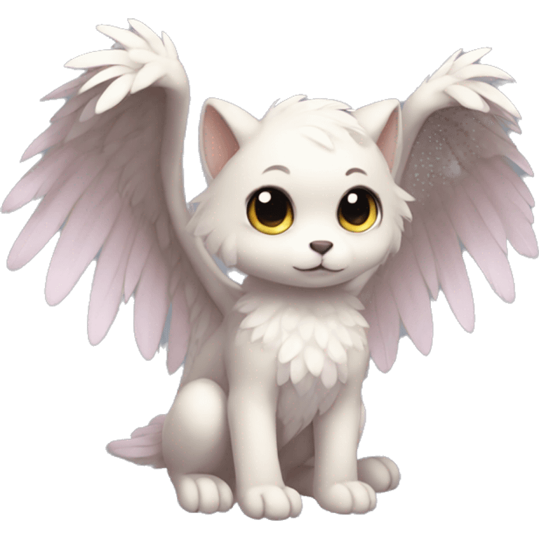 Anthro shy cute kawaii winged animal hybrid full body emoji