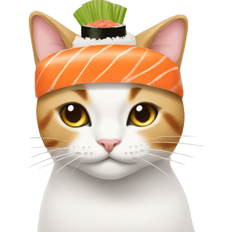 cat wearing sushi as a hat emoji