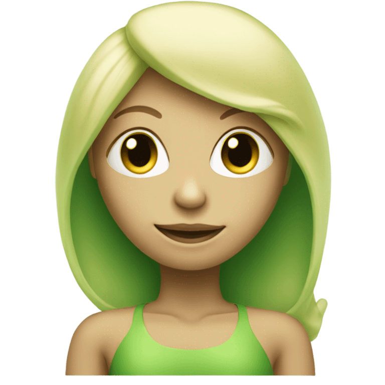 a green alien woman full body,blonde emoji