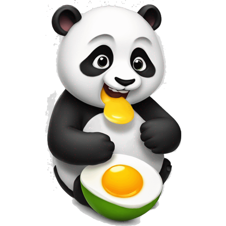 Panda eating eggs emoji