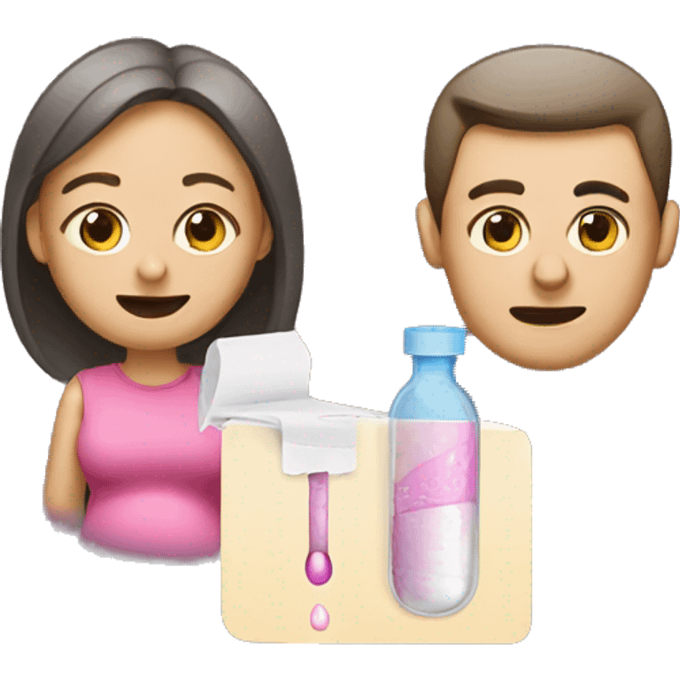 couple looking at pregnancy test emoji