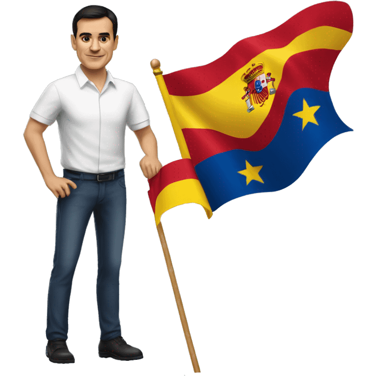 Pedro Sánchez holds spanish flag emoji