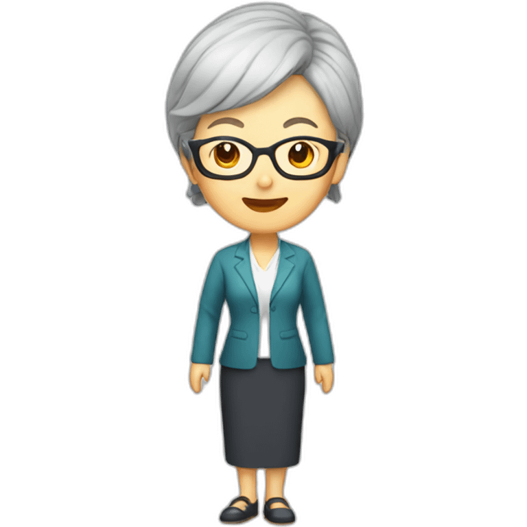 Chinese senior lady teacher wear glasses standing emoji