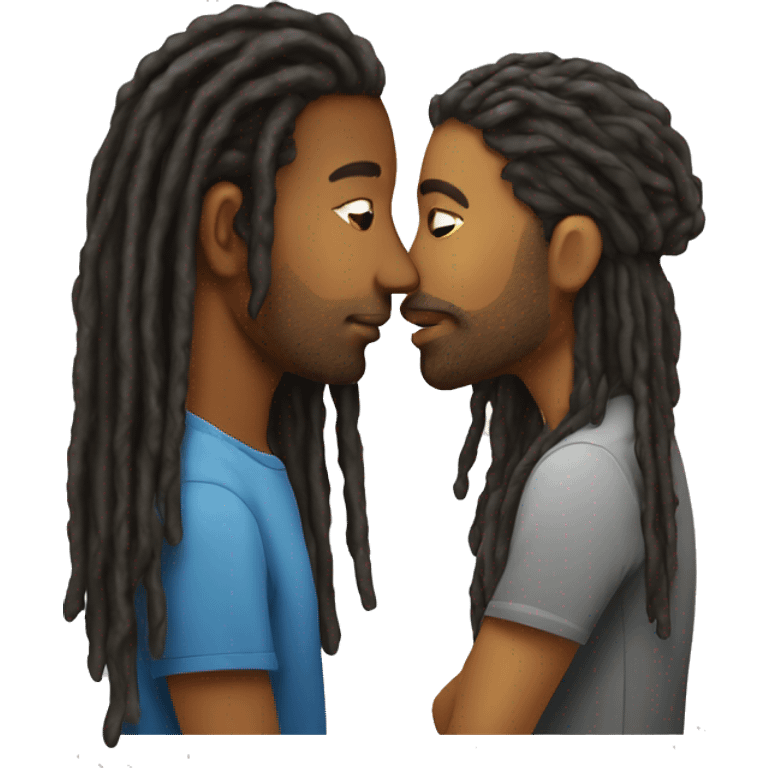 Woman emoji kissing man with dreads emoji