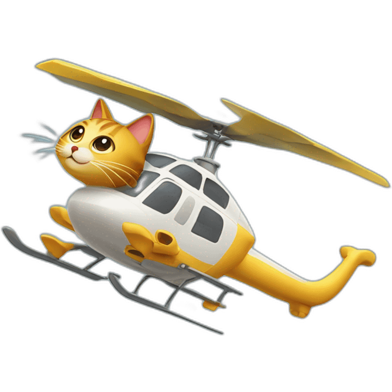 Cat flying with its tail as a helicopter blade emoji