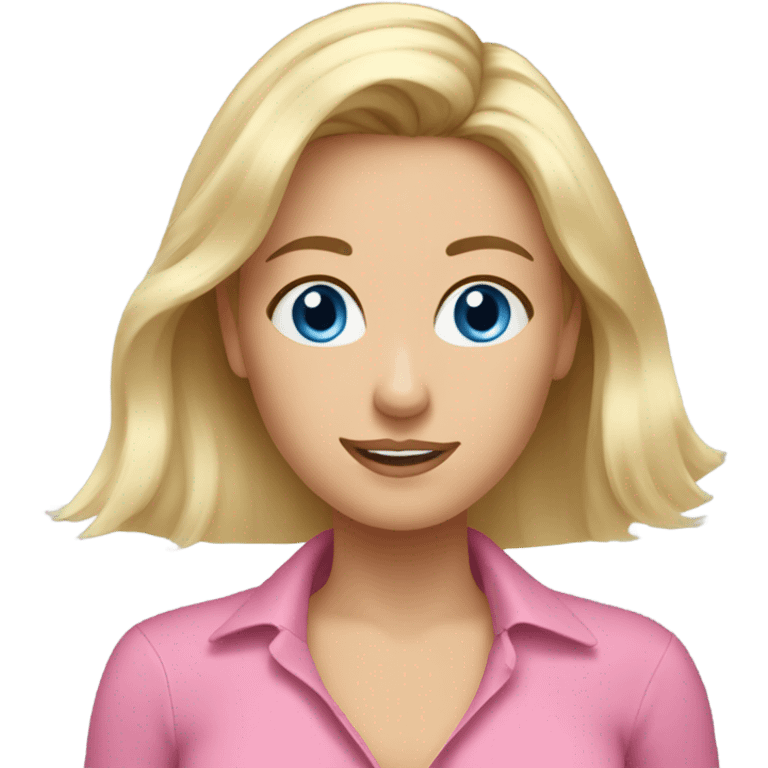 blue eyed woman blonde hair pink shirt. brushing hair emoji