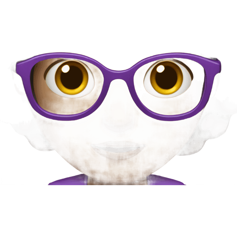 extra pale little girl in purple glasses and dark brown hair emoji