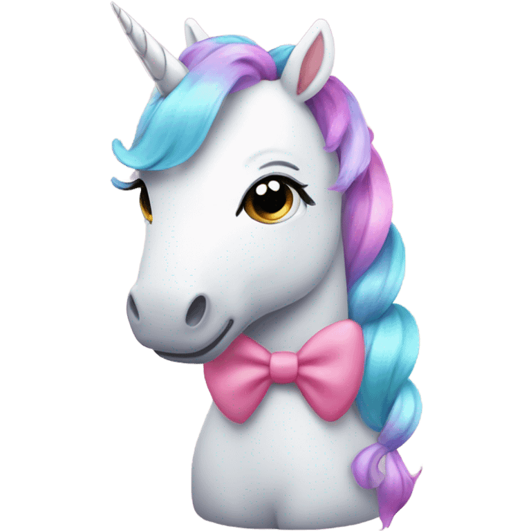 Unicorn with pigtails and a bow emoji