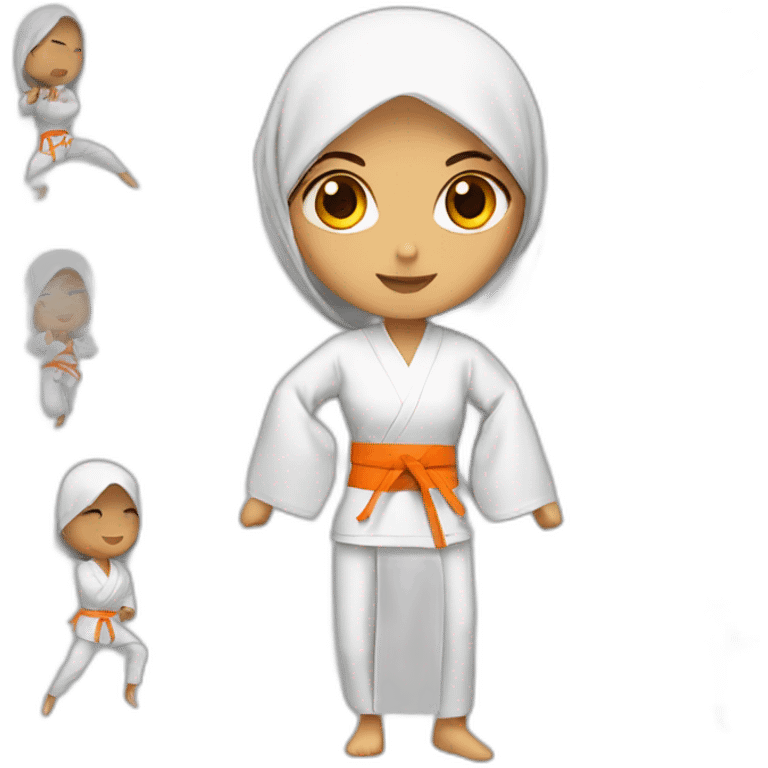 A white hijabi Karate girl orange belt emoji