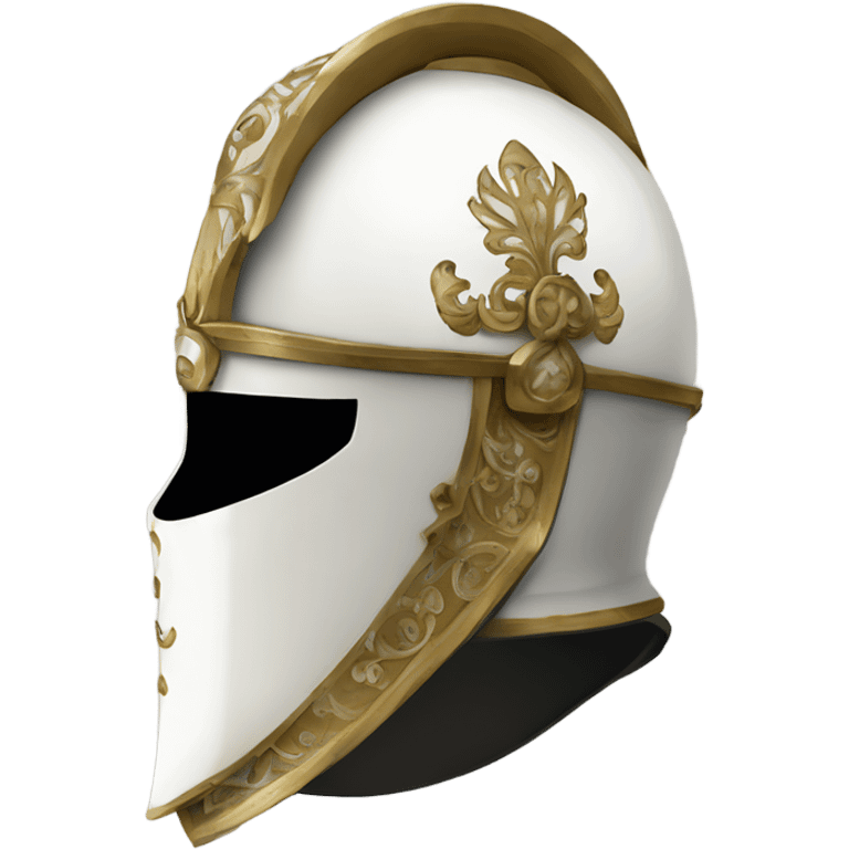 ornate french full-face armet helmet intricate white inlays emoji