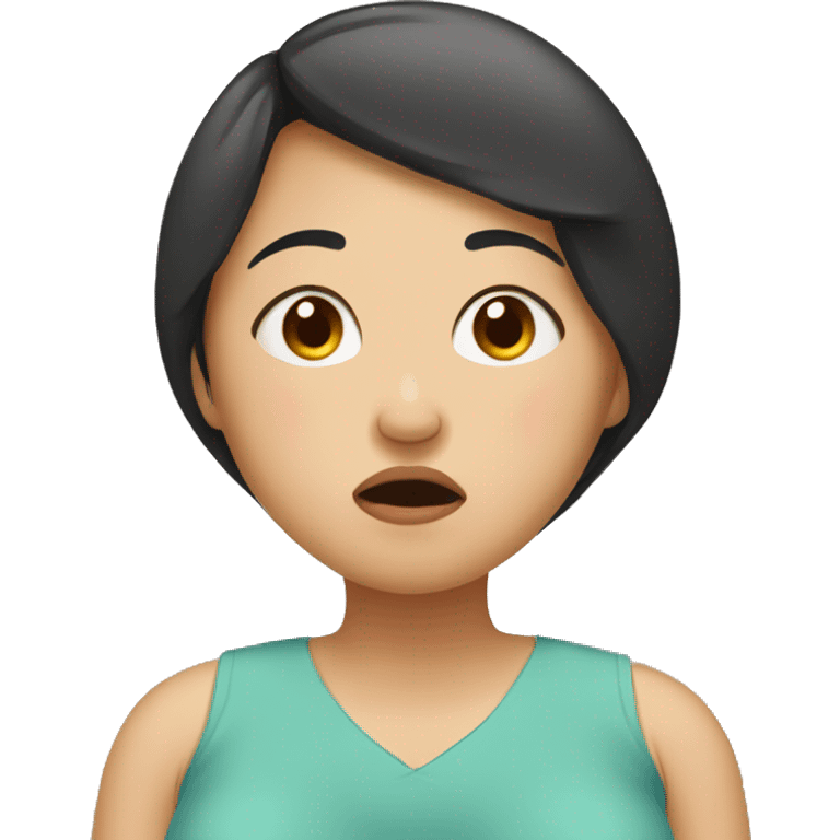 Pregnant Asian woman keeps her mouth shut emoji