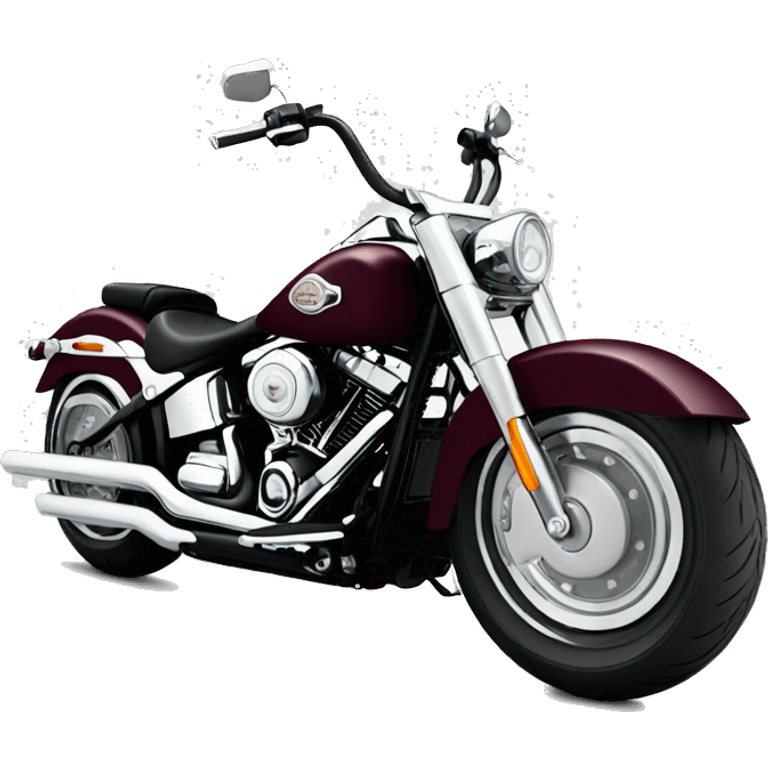 Harley fatboy burgundy with big handle bars emoji