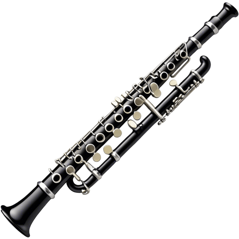 Cinematic Realistic Clarinet, deep black body with gleaming silver keys, rich warm lighting catching every intricate detail, slightly worn mouthpiece adding authenticity, glowing with a timeless and sophisticated presence. emoji