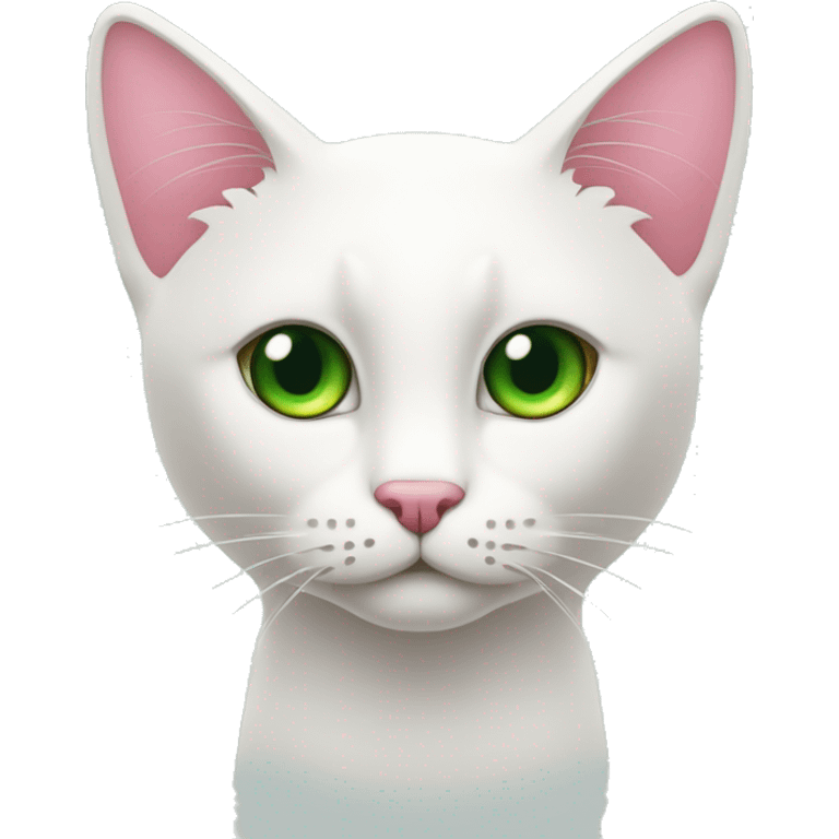 gato blanco con los ojos verdes y la nariz y orejas rosas emoji