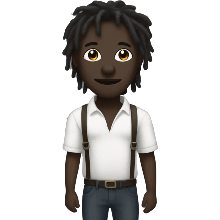 Dark Skin boy with dreadlocks and mask emoji