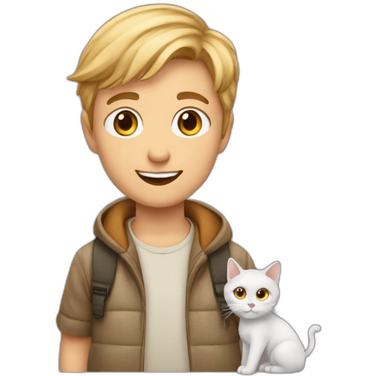 Garçon avec chat sur la tête emoji