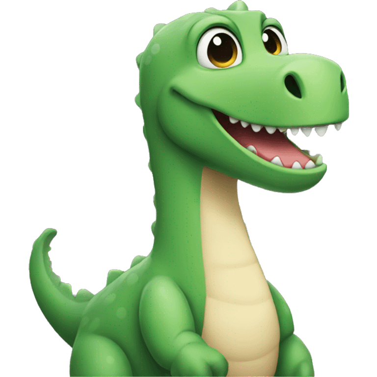 Green dinosaur is smiling emoji