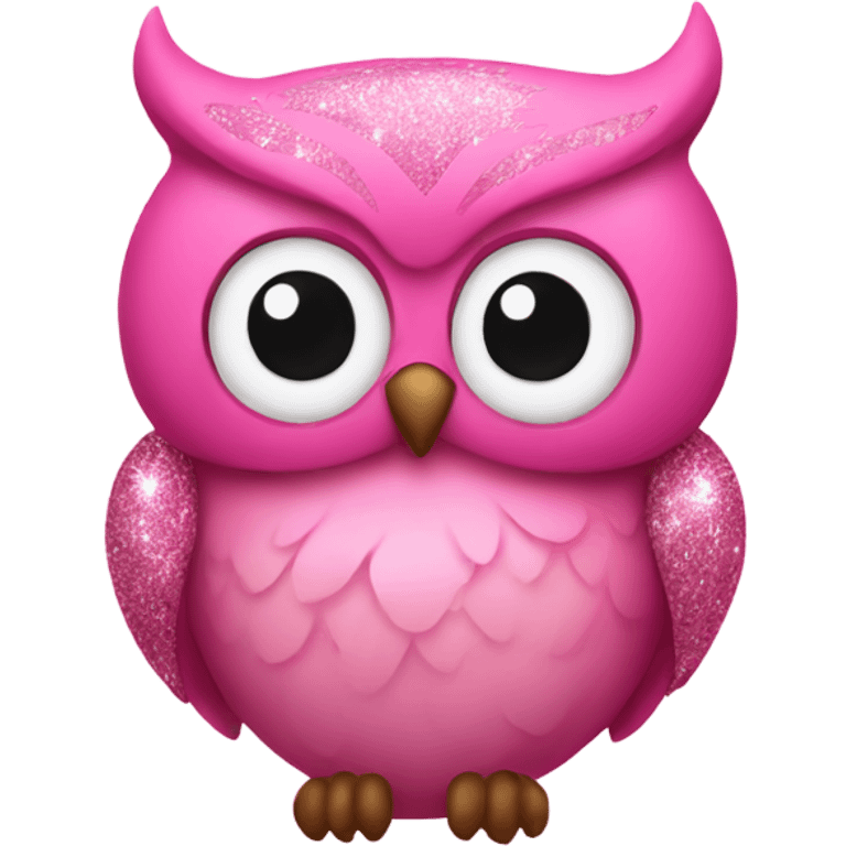 Pink owl with glitter emoji