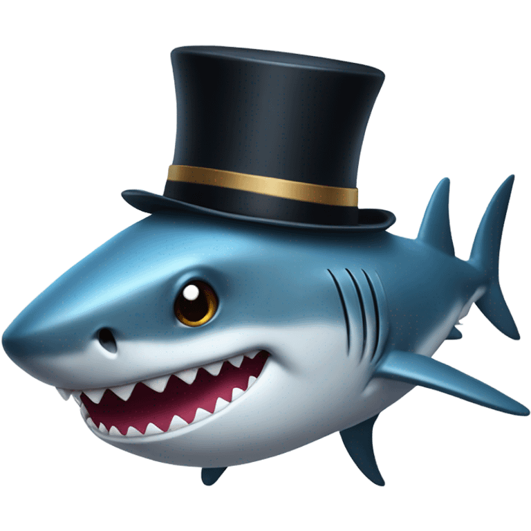 Shark with a top hat emoji