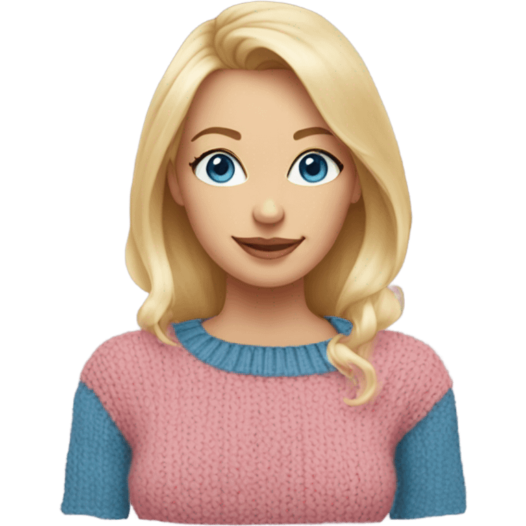 mom blonde blue eyes rapsberry sweater  emoji